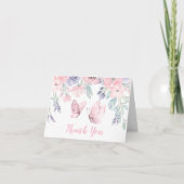 Paarse roze vlinder Baby shower Bedankkaart (Voorkant)