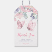 Paarse roze vlinder Baby shower Cadeaulabel (Voorkant)