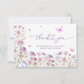 Paarse roze vlinder Baby shower dank u kaart (Voorkant)