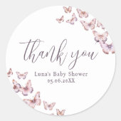 Paarse & Roze Vlinder Baby shower Favor Sticker (Voorkant)