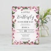 Paarse roze vlinder Baby shower Kaart (Staand voorkant)