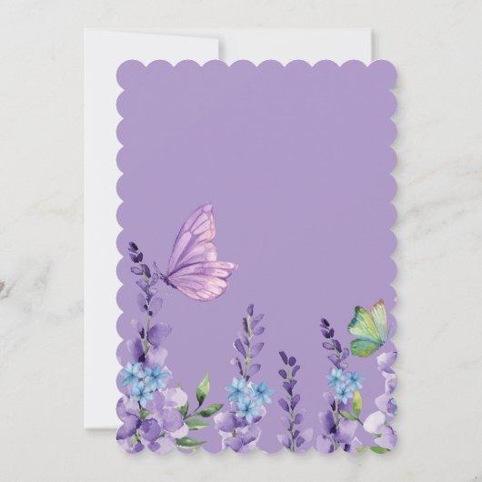Paarse roze vlinder Baby shower Kaart (Achterkant)