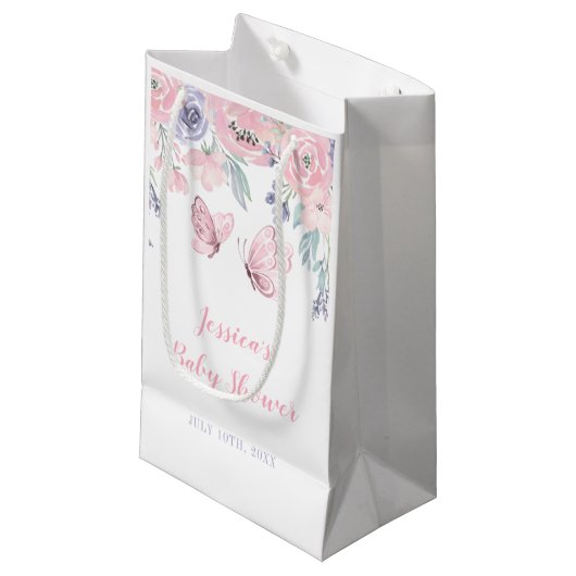 Paarse roze vlinder Baby shower Klein Cadeauzakje (Voorkant Gekanteld)