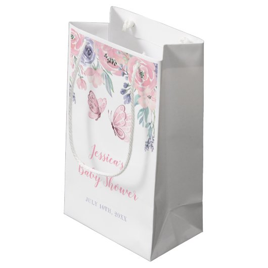 Paarse roze vlinder Baby shower Klein Cadeauzakje (Achterkant Gekanteld)