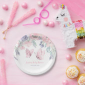Paarse roze vlinder Baby shower Papieren Bordje (Feest)