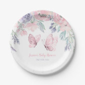 Paarse roze vlinder Baby shower Papieren Bordje (Voorkant)