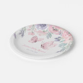 Paarse roze vlinder Baby shower Papieren Bordje (Gekanteld)