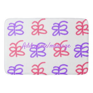 Paarse roze vlinder doodle patroon naam toevoegen  badmat