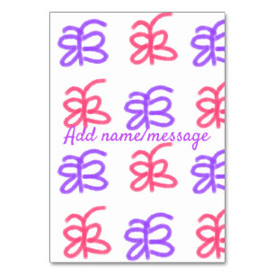 Paarse roze vlinder doodle patroon naam toevoegen  kaart