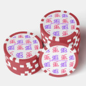 Paarse roze vlinder doodle patroon naam toevoegen  poker chips (Opstapeling)