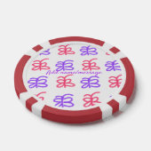 Paarse roze vlinder doodle patroon naam toevoegen  poker chips (Enkel)