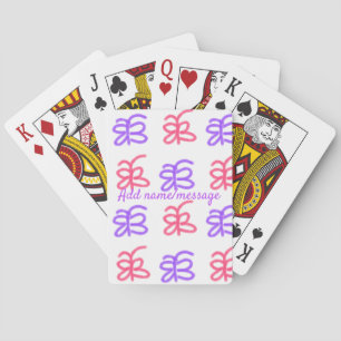 Paarse roze vlinder doodle patroon naam toevoegen pokerkaarten