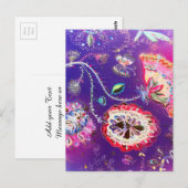 Paarse roze vlinder Floral Tuin Briefkaart (Voorkant / Achterkant)