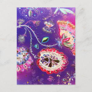 Paarse roze vlinder Floral Tuin Briefkaart