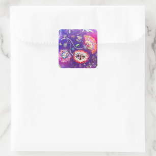 Paarse roze vlinder Floral Tuin Vierkante Sticker