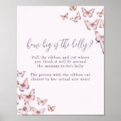 Paarse & roze vlinder Hoe groot is het buikspel Poster (Voorkant)