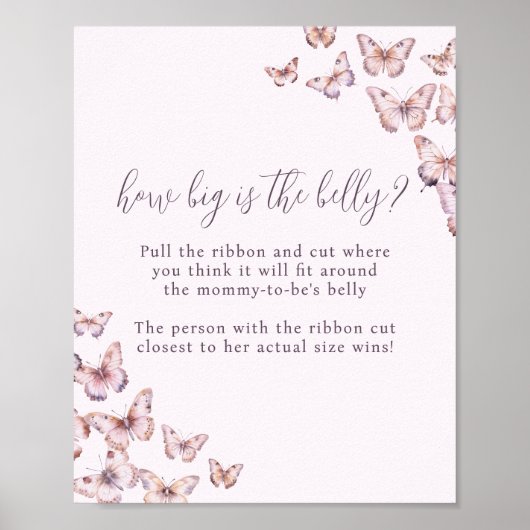 Paarse & roze vlinder Hoe groot is het buikspel Poster (Voorkant)