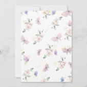 Paarse roze vlinder is onderweg naar Baby shower Kaart (Achterkant)