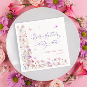 Paarse Roze Vlinder Kisses Meisje Baby shower Servet