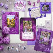 Paarse, roze vlinder Quinceanera-uitnodiging Kaart