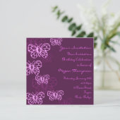 Paarse & Roze Vlinder Verjaardagsuitnodiging Kaart (Staand voorkant)