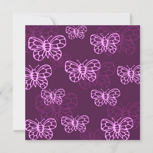 Paarse & Roze Vlinder Verjaardagsuitnodiging Kaart (Achterkant)