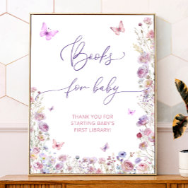 Paarse Roze Vlinder Wildbloemen Boeken voor Baby Poster