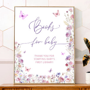 Paarse Roze Vlinder Wildbloemen Boeken voor Baby Poster