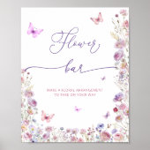 Paarse Roze Vlinder Wilde Bloemen Bloem Bar Poster (Voorkant)