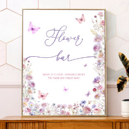Paarse Roze Vlinder Wilde Bloemen Bloem Bar Poster