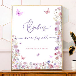 Paarse Roze Vlinder Wildflower Baby's zijn zoet Poster
