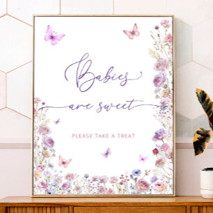 Paarse Roze Vlinder Wildflower Baby's zijn zoet Poster
