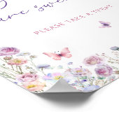 Paarse Roze Vlinder Wildflower Baby's zijn zoet Poster (Hoek)