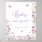 Paarse Roze Vlinder Wildflower Baby's zijn zoet Poster (Voorkant)
