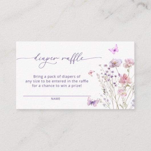 Paarse roze vlinderbloemetjes luierstaart informatiekaartje (Voorkant)