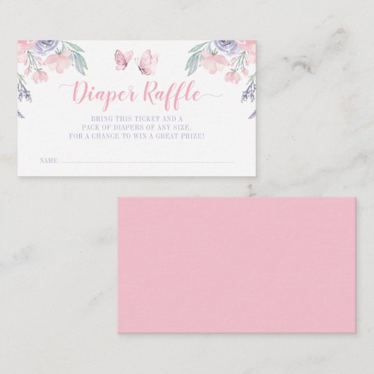 Paarse roze vlinderbloemetjes luierstaart informatiekaartje (Voorkant / Achterkant)