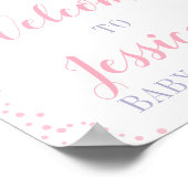 Paarse roze vlinderbloemetjesbord voor Baby shower Poster (Hoek)
