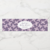 Paarse roze vlinderpatroon gepersonaliseerd waterfles etiket (Enkel label)