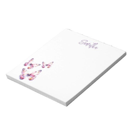 Paarse & Roze Vlinders Custom Notitieblokken (Linkerzijde)