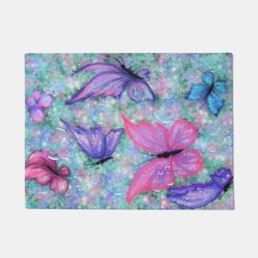 Paarse roze vlinders deurmat (Voorkant)