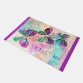 Paarse roze vlinders deurmat (Schuin)