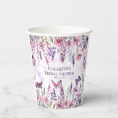 Paarse Roze Vlinders en Wilde Bloemen Bloemstuk Papieren Bekers (Achterkant)