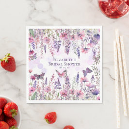 Paarse Roze Vlinders en Wilde Bloemen Bloemstuk Servet