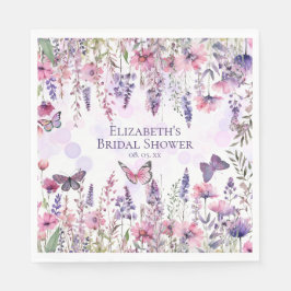 Paarse Roze Vlinders en Wilde Bloemen Bloemstuk Servet