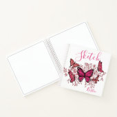 Paarse roze vlinders met de naam ketchbook notitieboek (Binnen)