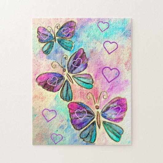 Paarse Roze Vlinders Puzzel (Verticaal)