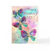 Paarse Roze Vlinders Verjaardag Kaart