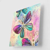 Paarse roze vlinders wandklok (Hoek)