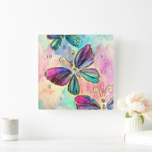 Paarse roze vlinders wandklok (Huis)