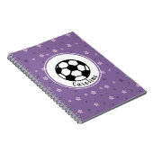 Paarse Roze Voetbal Voetbal Meisje Naam Persoonlij Notitieboek (Rechterzijde)